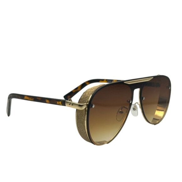 9338 | Tortoise/Brown Aviator Sunglasses with Sparkle Accents - Picture 2 of 5